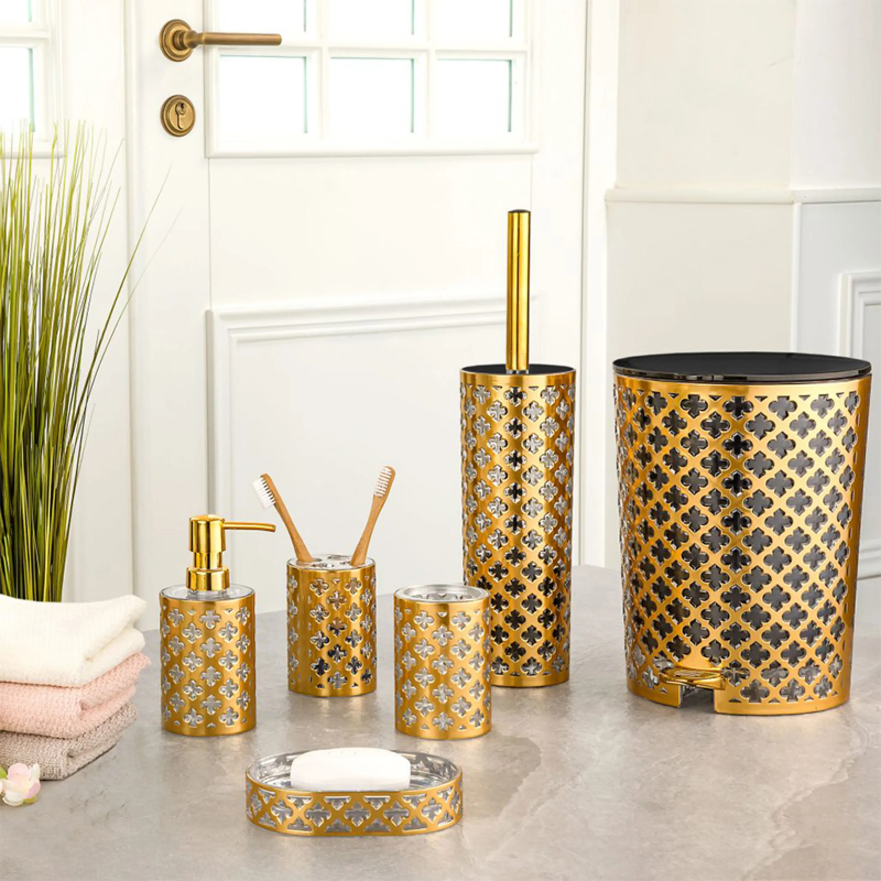 ست سرویس بهداشتی  لیمون طرح گل چاپدار